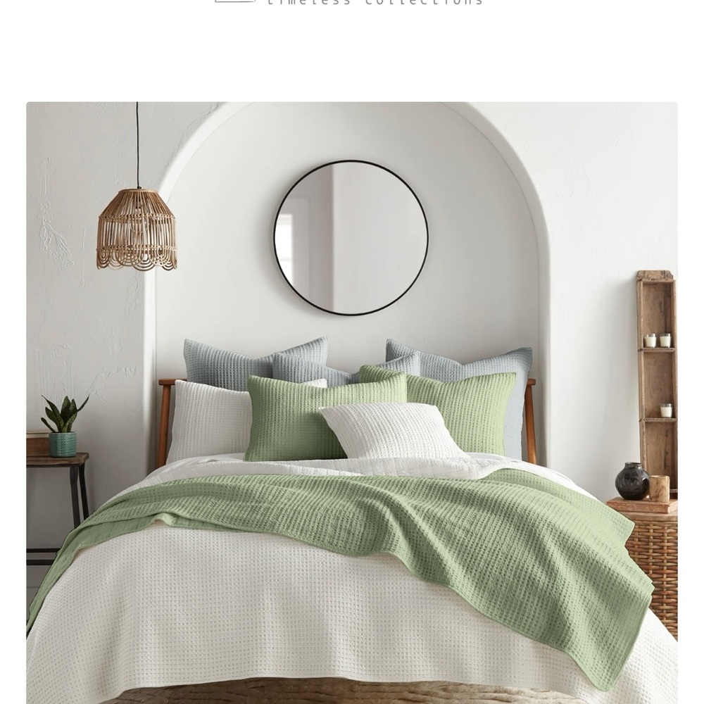 Soft Sage Waffle Duvet Cover Set - Lightweight Textured Bedding - Picture 4 of 6